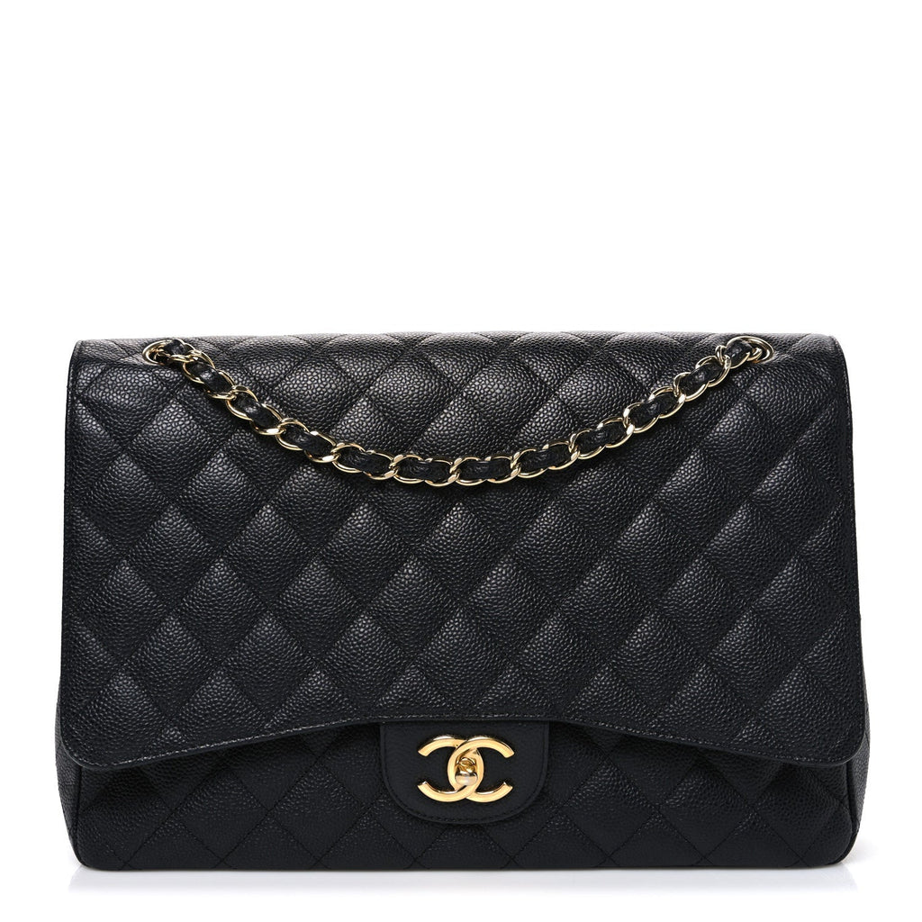 Caviar Quilted Maxi Double Flap Black