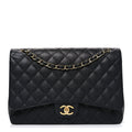 Caviar Quilted Maxi Double Flap Black