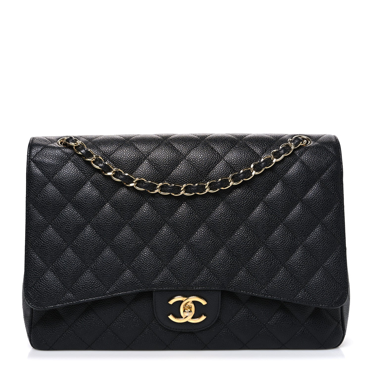 Caviar Quilted Maxi Double Flap Black