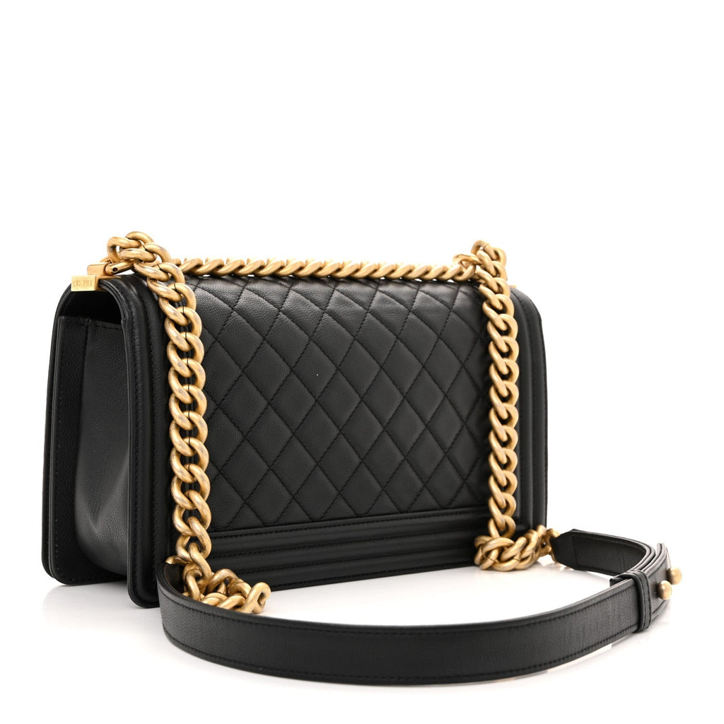 Caviar Quilted Medium Boy Flap Black