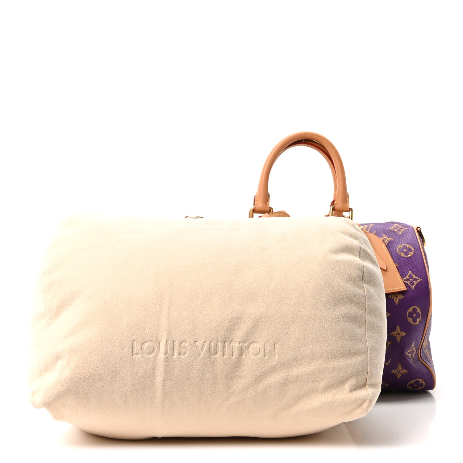 Calfskin Embroidered Monogram Speedy P9 Bandouliere 30 Golden Lotus Purple