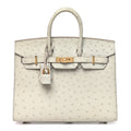 Ostrich Birkin Sellier 25 Gris Perle