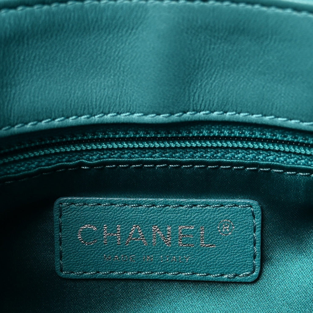 Calfskin Stitched Double Flap Bag Turquoise