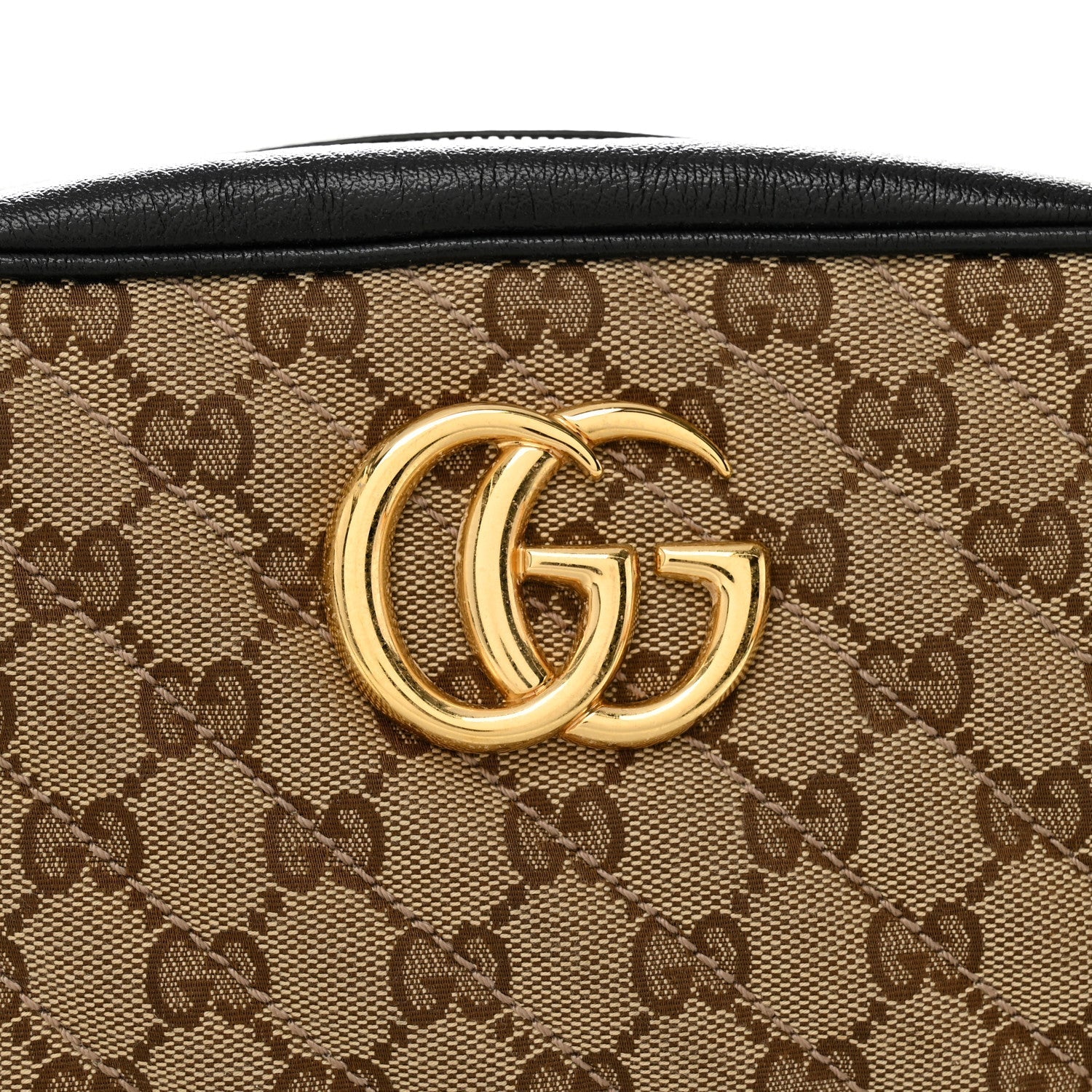 Monogram Matelasse Diagonal Small GG Marmont Chain Shoulder Bag Beige Black