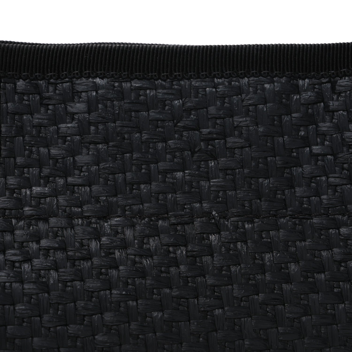 Straw Raffia Calfskin Chain Small Deauville Tote Black
