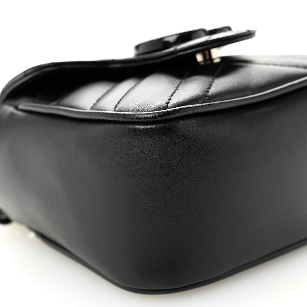 Calfskin Matelasse Monochrome GG Marmont Chain Mini Belt Bag Black