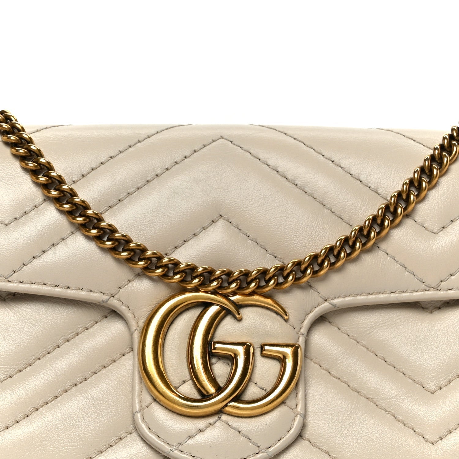 Calfskin Matelasse Super Mini GG Marmont Shoulder Bag White