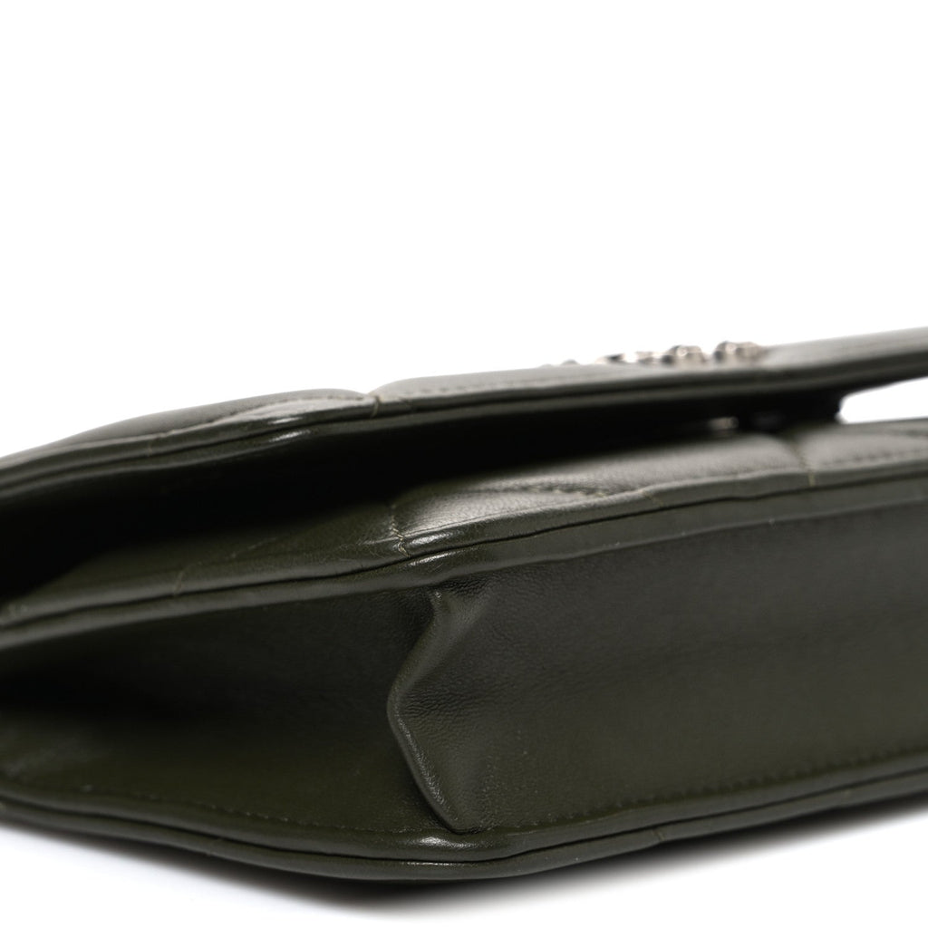 Lambskin Quilted Chanel 19 Wallet On Chain WOC Dark Green