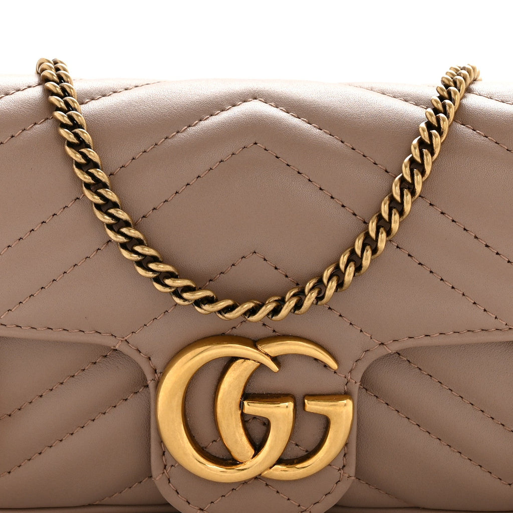 Calfskin Matelasse Super Mini GG Marmont Shoulder Bag Porcelain Rose