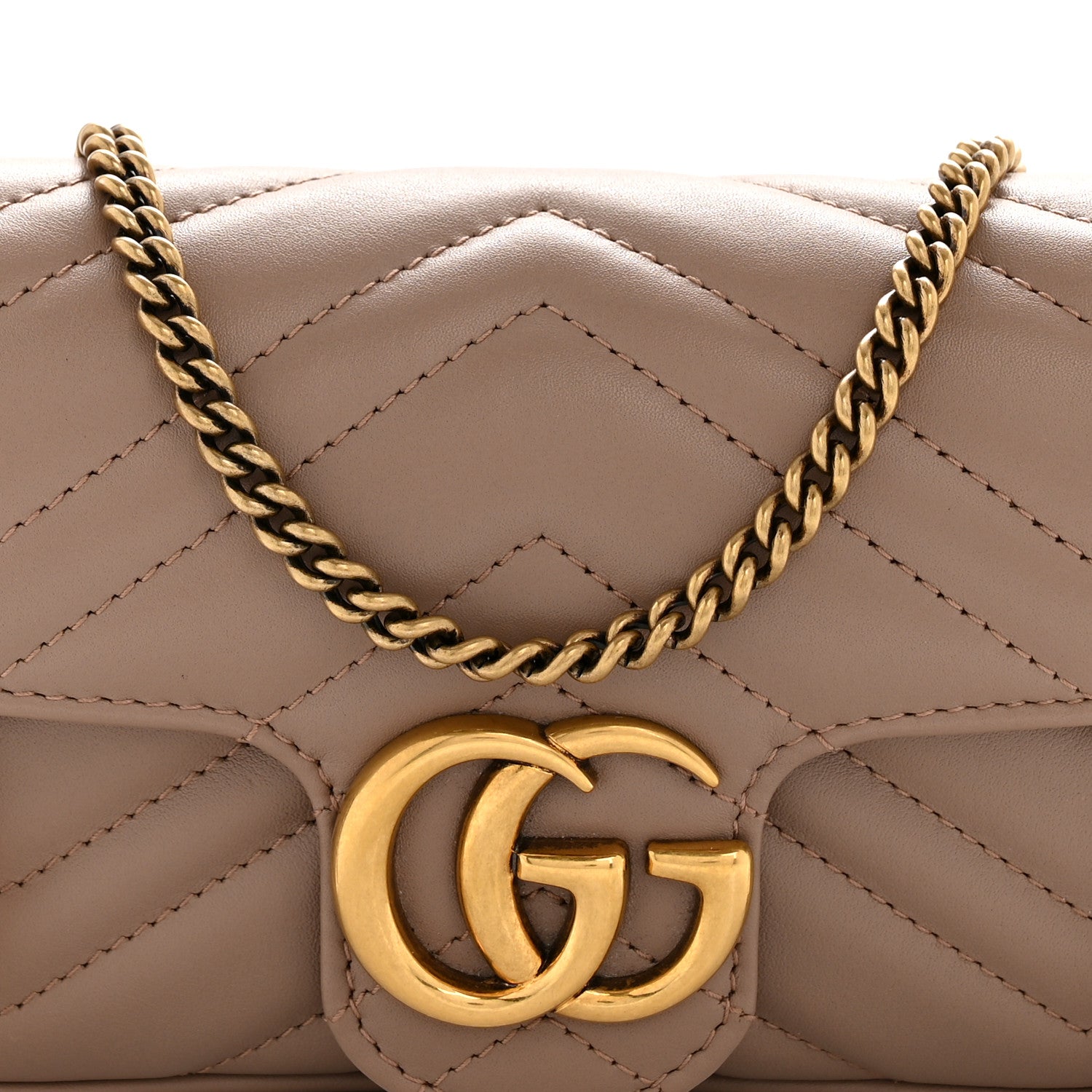 Calfskin Matelasse Super Mini GG Marmont Shoulder Bag Porcelain Rose
