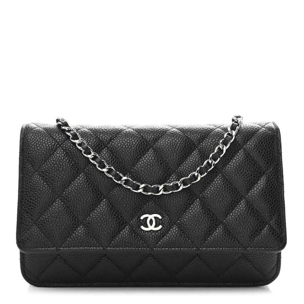 Caviar Quilted Wallet on Chain WOC Black