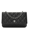 Caviar Quilted Wallet on Chain WOC Black