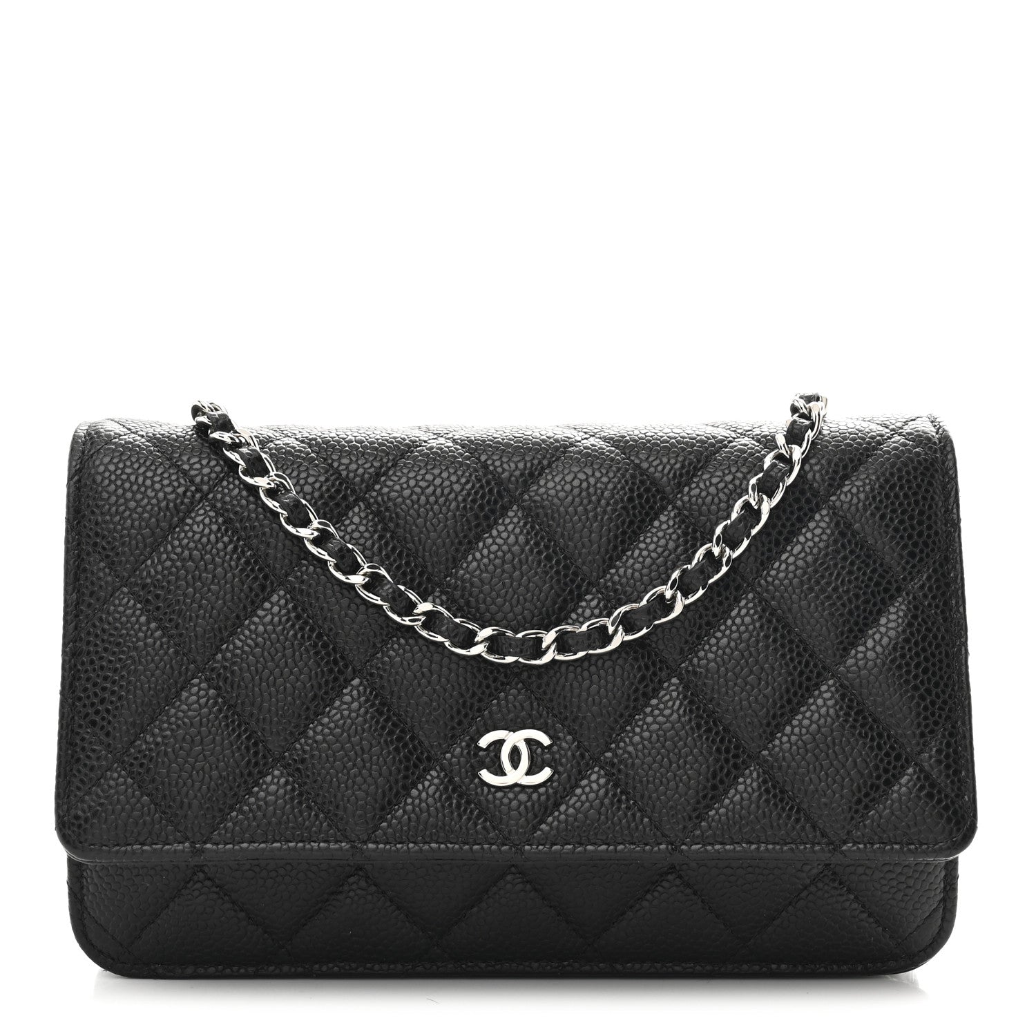 Caviar Quilted Wallet on Chain WOC Black