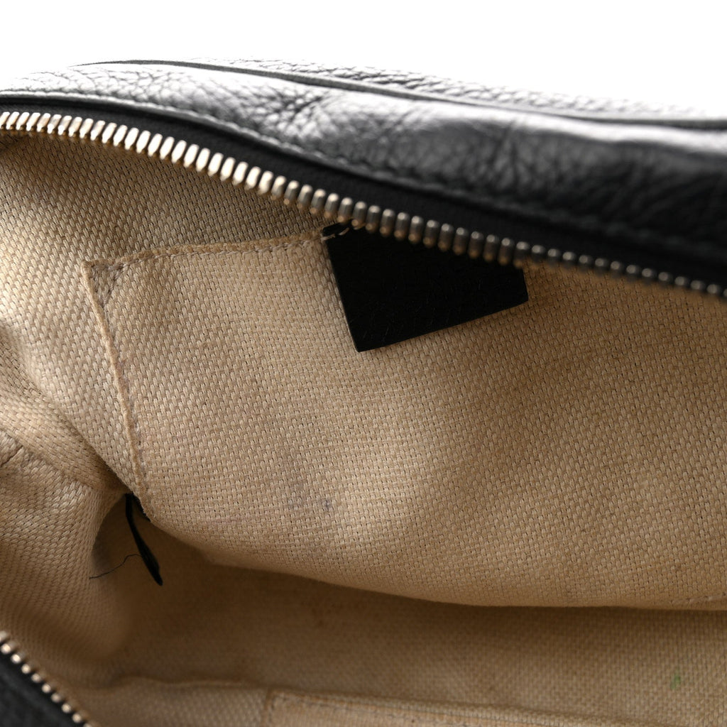 Pebbled Calfskin Small Soho Disco Bag Black
