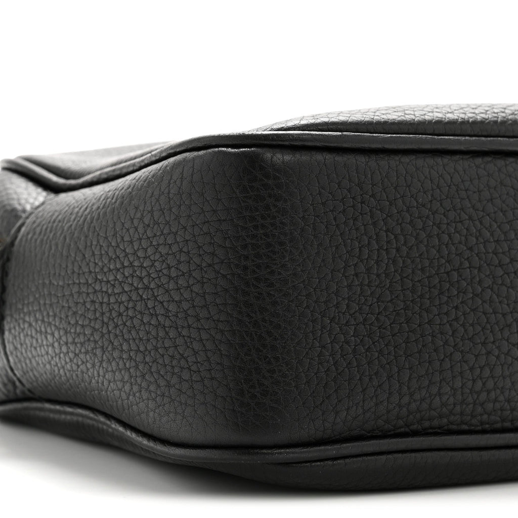 Pebbled Calfskin Small Soho Disco Bag Black