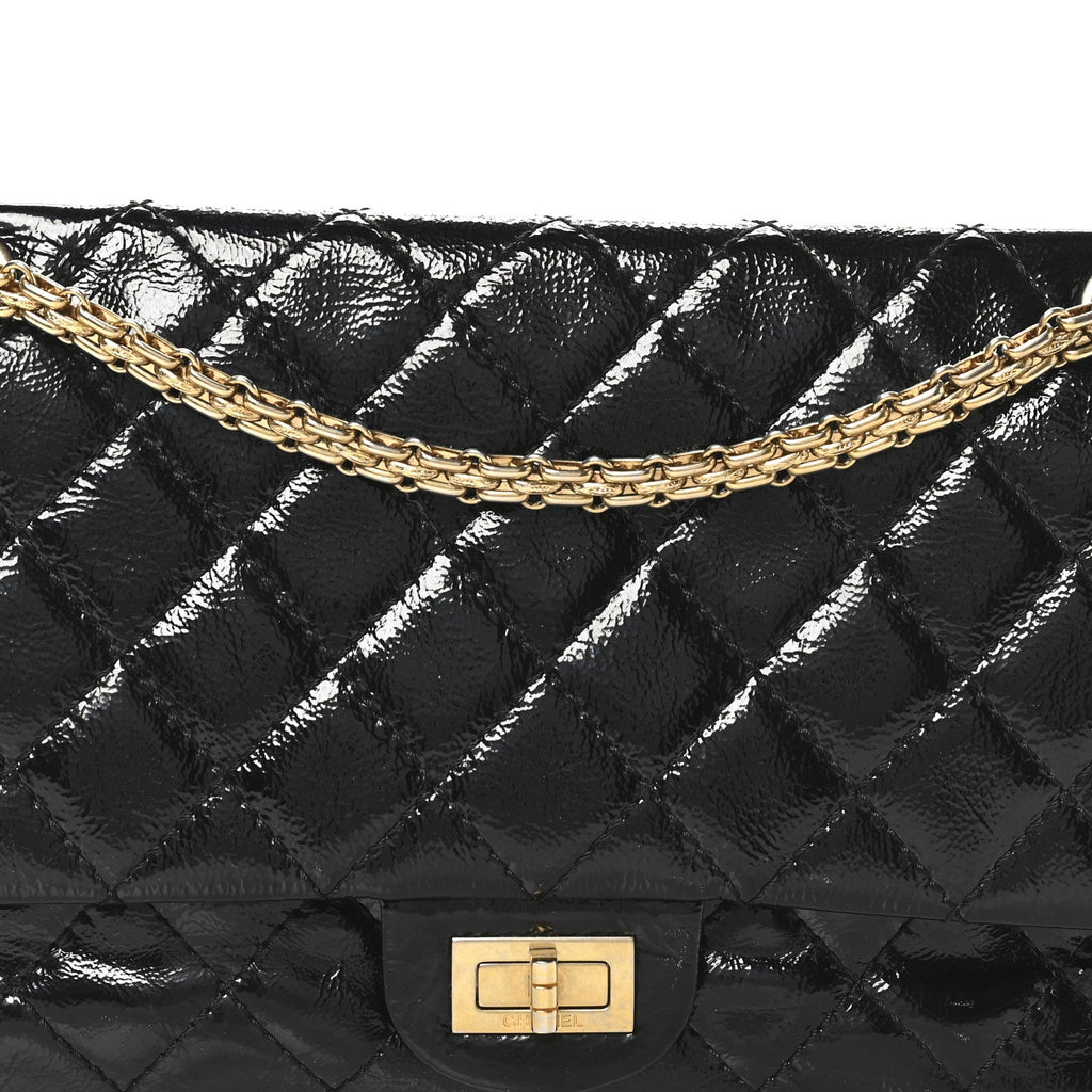 Distressed Patent Quilted 2.55 Reissue 226 Flap Black