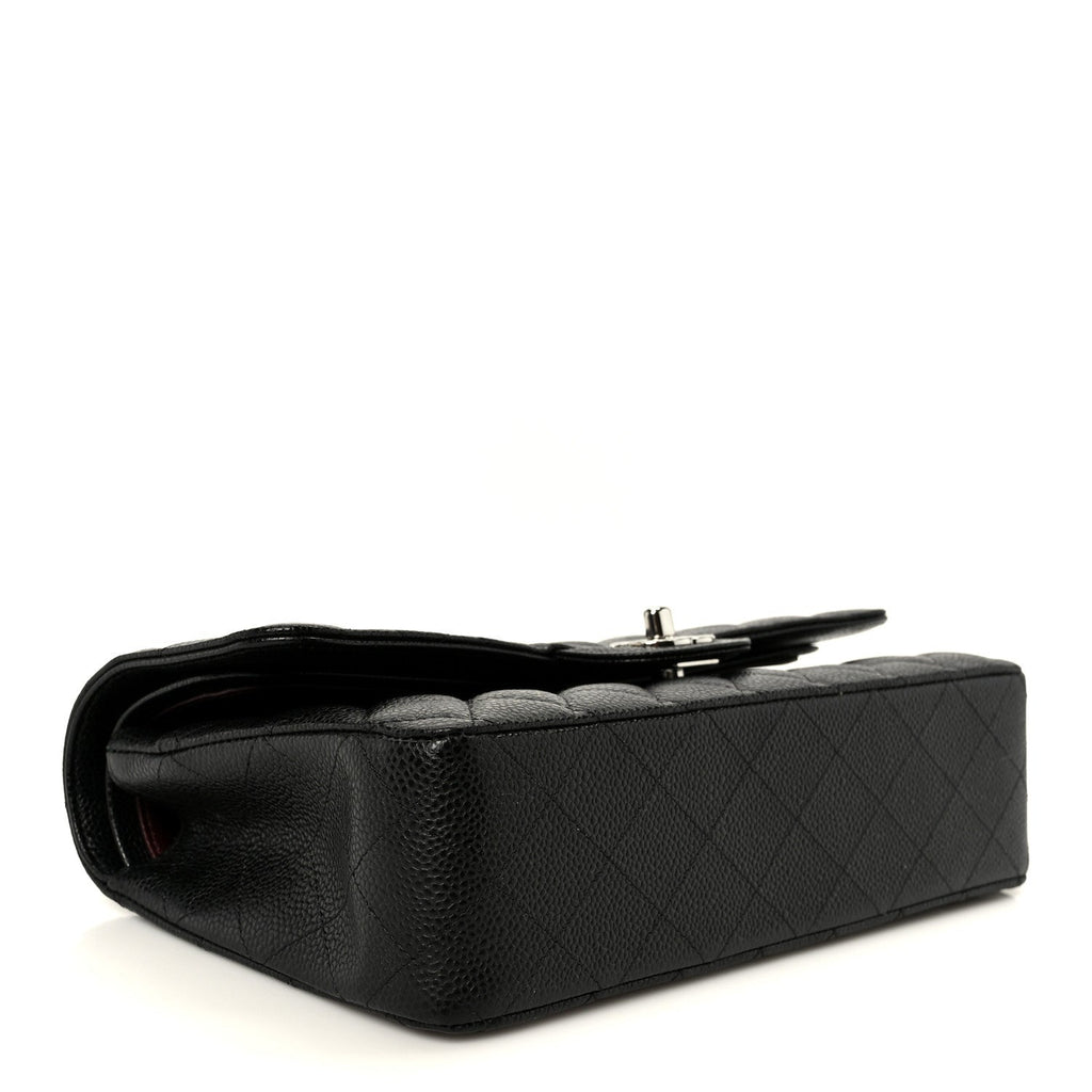 Caviar Quilted Medium Double Flap Black