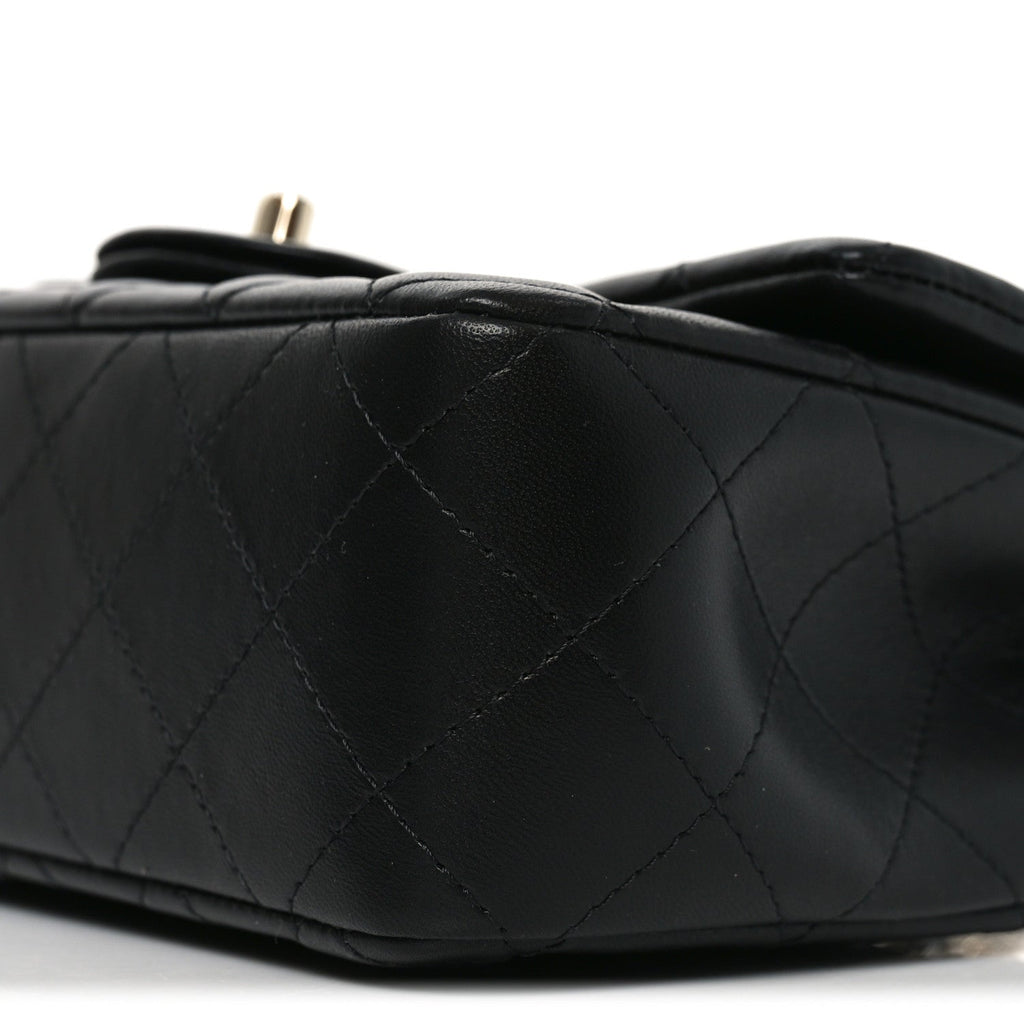 Lambskin Quilted Mini Rectangular Flap Black