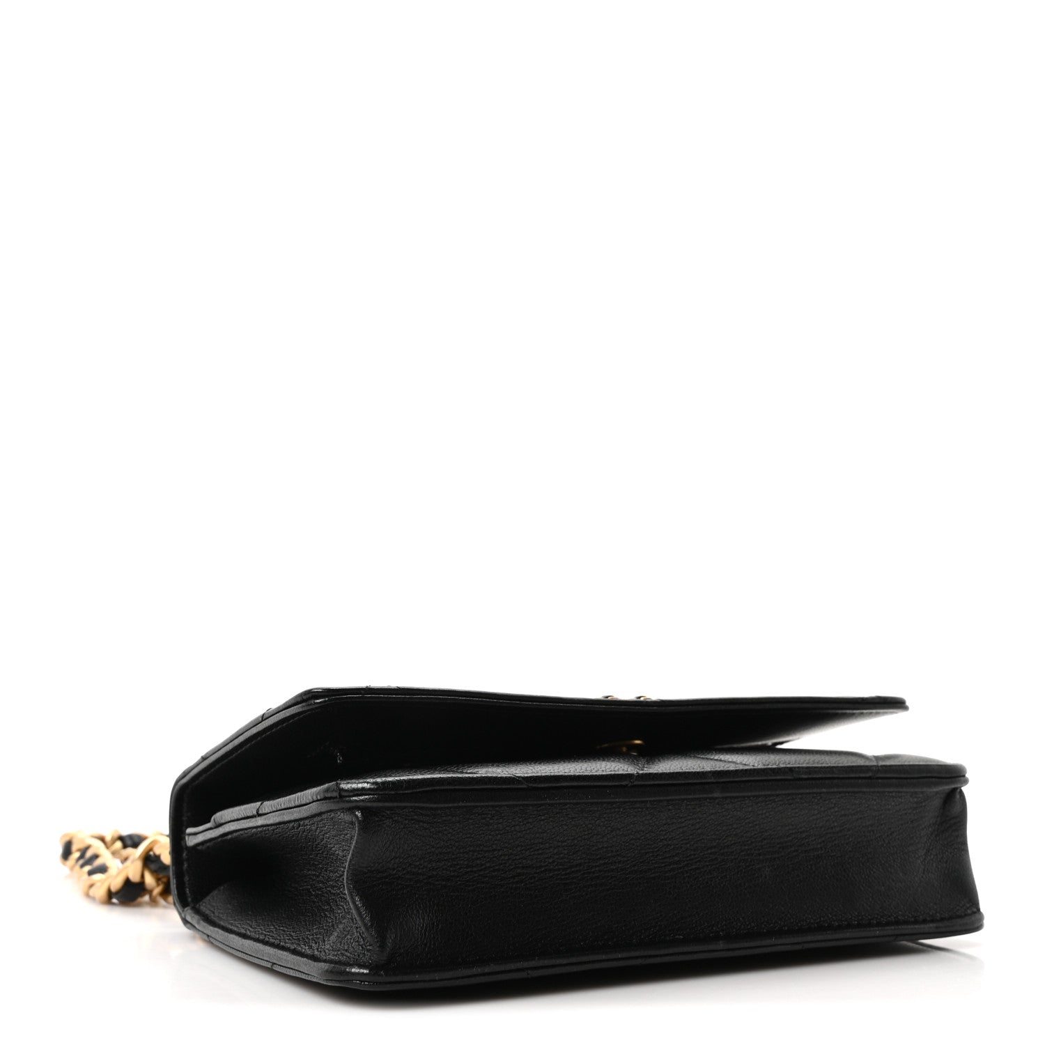 Lambskin Quilted Chanel 19 Wallet On Chain WOC Black