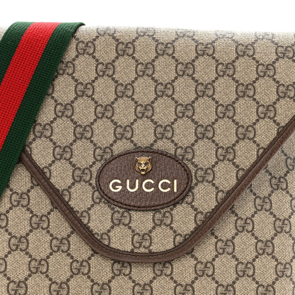 GG Supreme Monogram Web Medium Neo Vintage Flap Messenger Bag Beige New Acero
