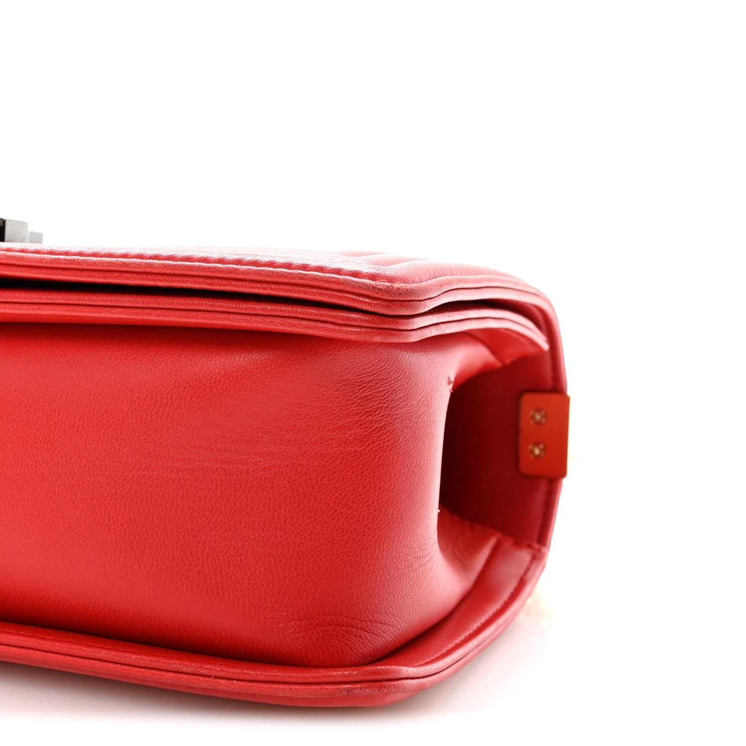 Lambskin Embossed Medium Boy Cube Flap Red