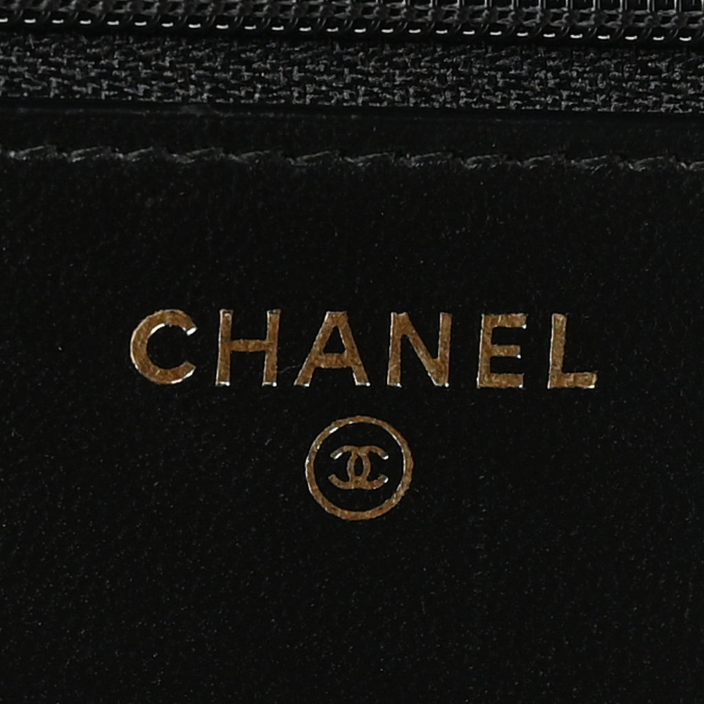 Lambskin Quilted Trendy CC Wallet On Chain WOC Black