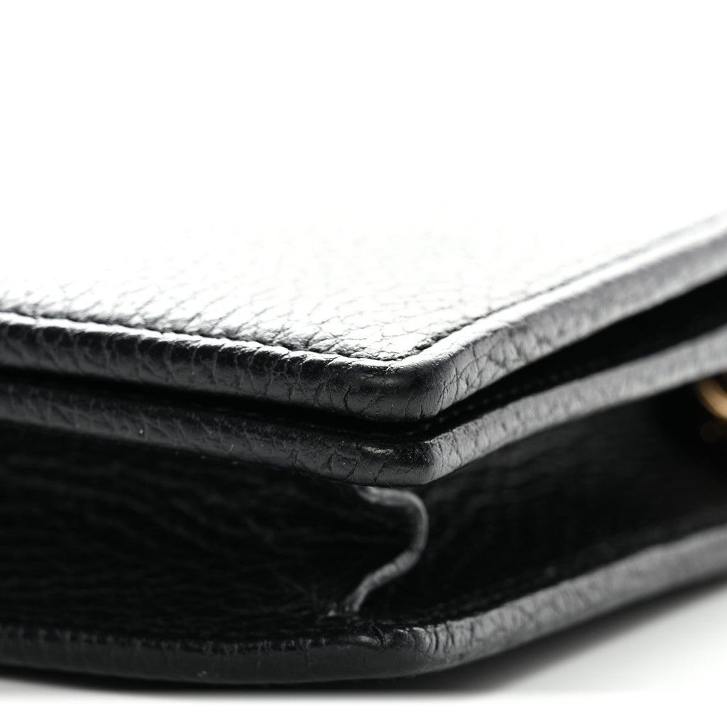 Calfskin Mini GG Marmont Chain Wallet Black