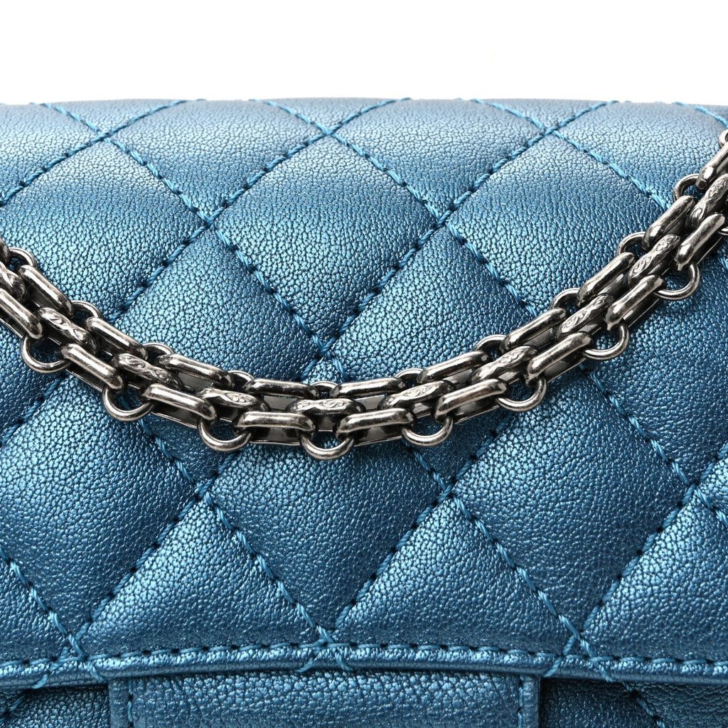 Metallic Sheepskin Quilted 2.55 Reissue Mini Flap Blue