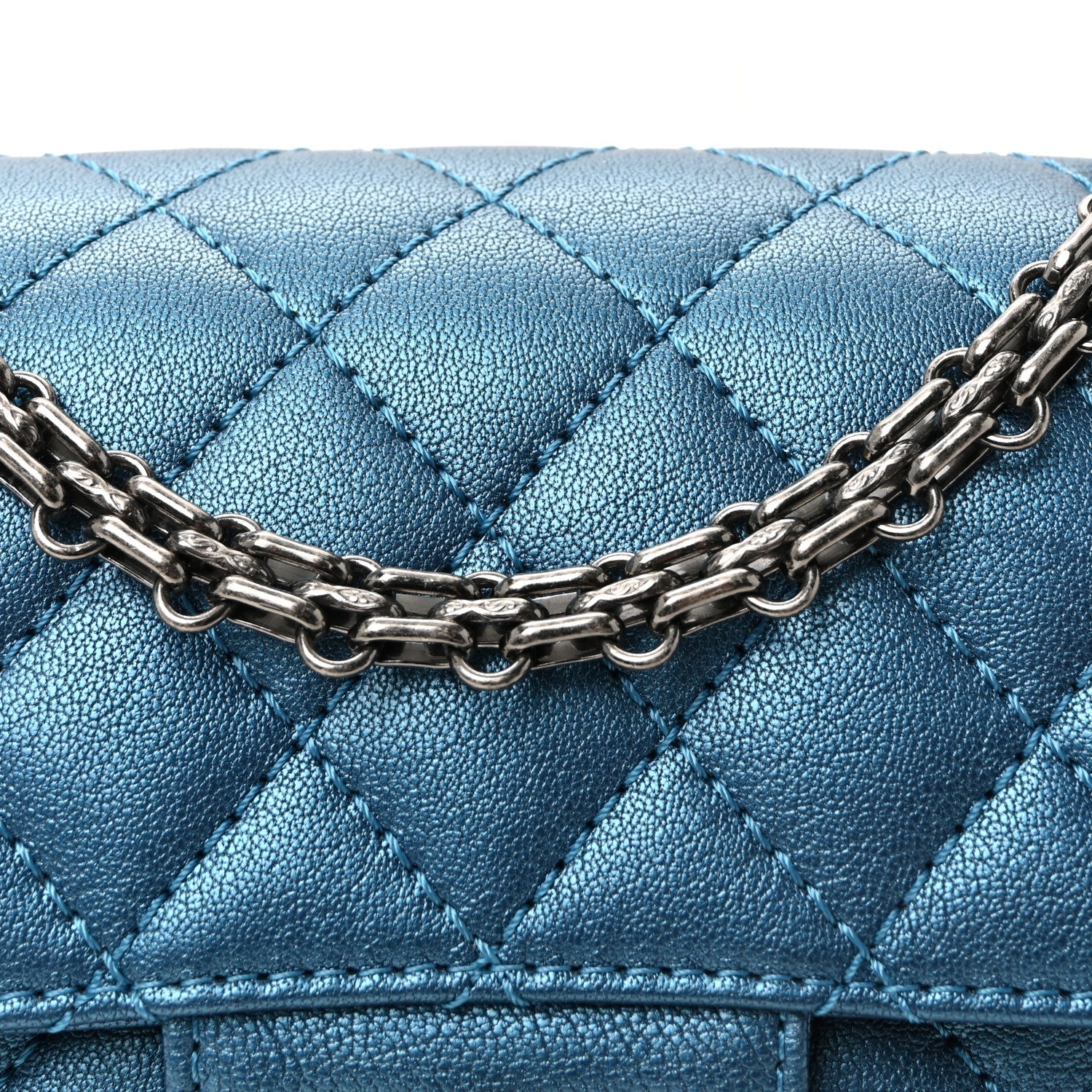 Metallic Sheepskin Quilted 2.55 Reissue Mini Flap Blue