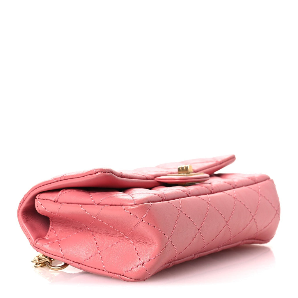 Aged Calfskin Quilted 2.55 Reissue Flap Belt Bag Pink