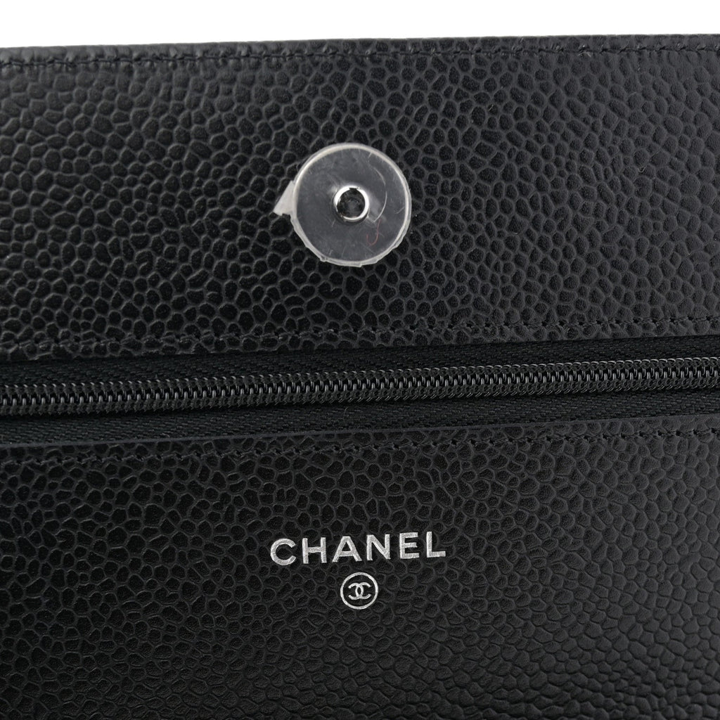 Caviar Quilted Wallet on Chain WOC Black