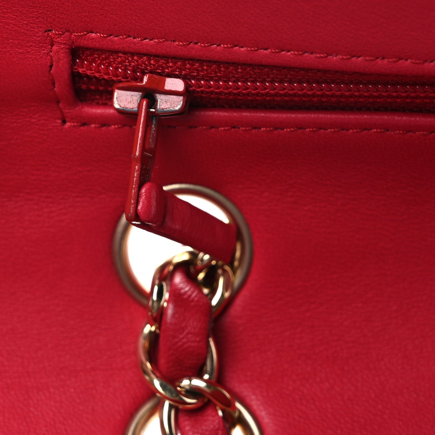 Lambskin Quilted Medium Double Flap Red