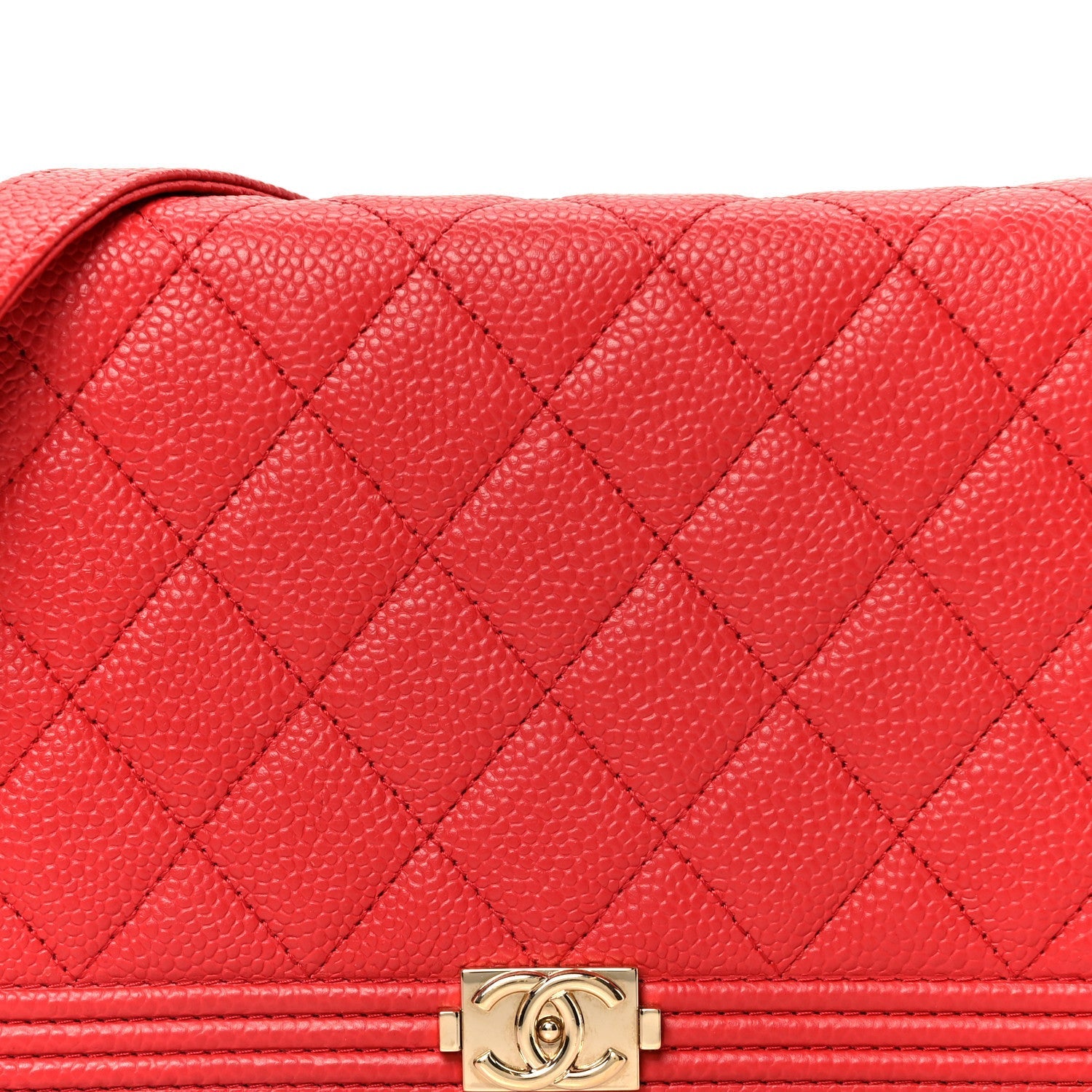 Caviar Quilted Boy Wallet On Chain WOC Red