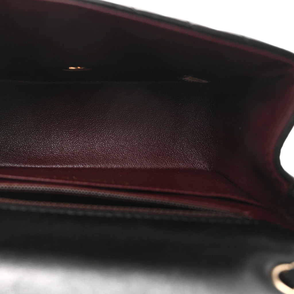 Lambskin Chevron Quilted Mini Square Flap Black