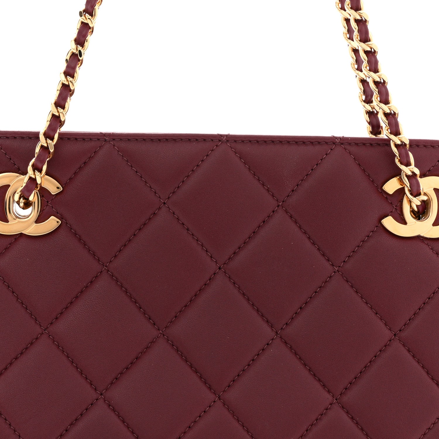 Lambskin Quilted Small Eyes On You Shopping Bag Dark Burgundy