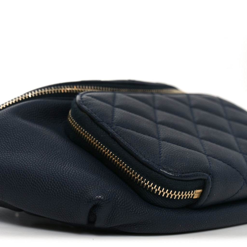 Caviar Quilted Business Affinity Waist Belt Bag Navy