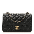 Lambskin Quilted Mini Rectangular Flap Black
