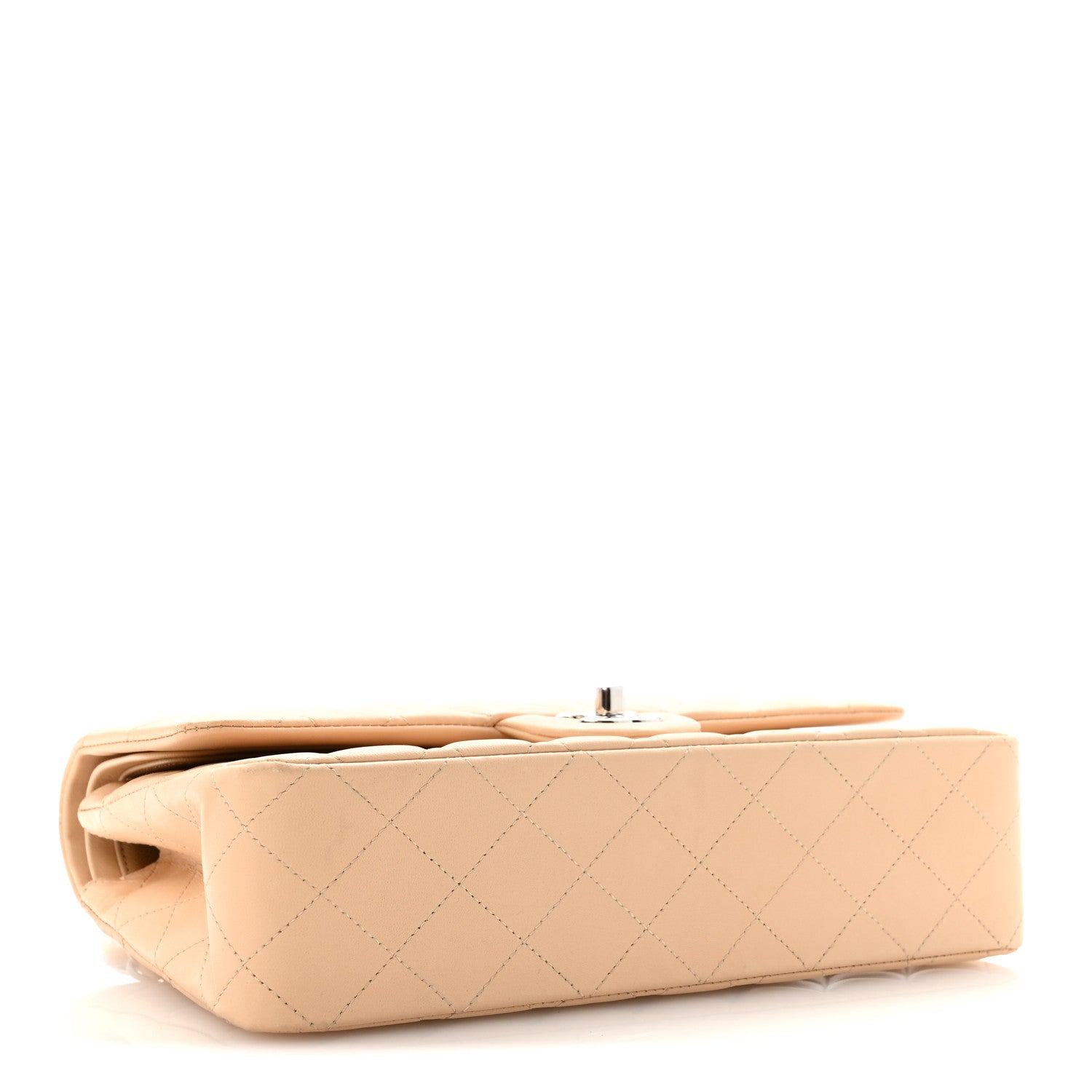 Lambskin Quilted Medium Double Flap Beige