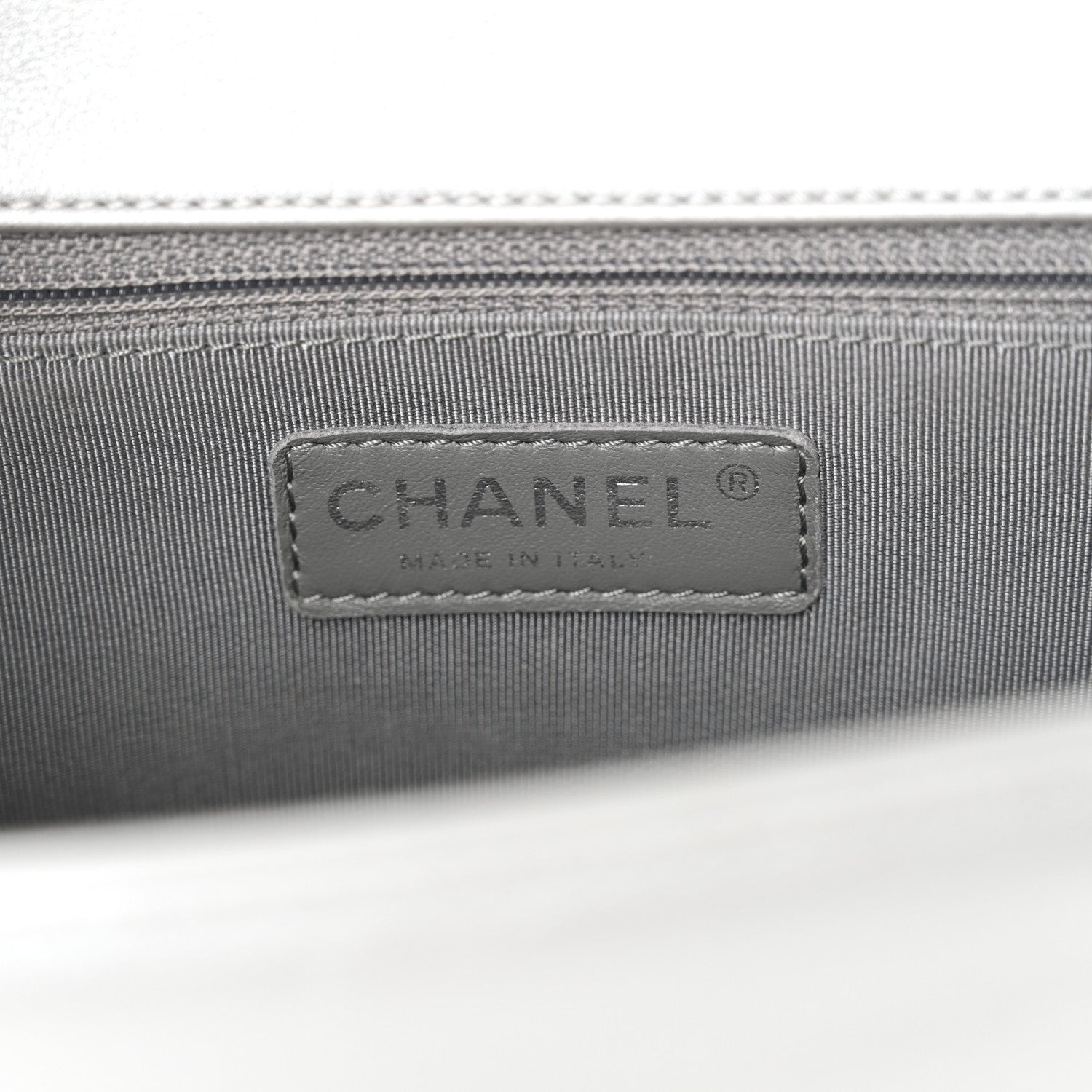 Metallic Calfskin Quilted New Medium Plexiglass Boy Flap Silver