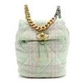 Tweed Quilted Chanel 19 Backpack Green Pink