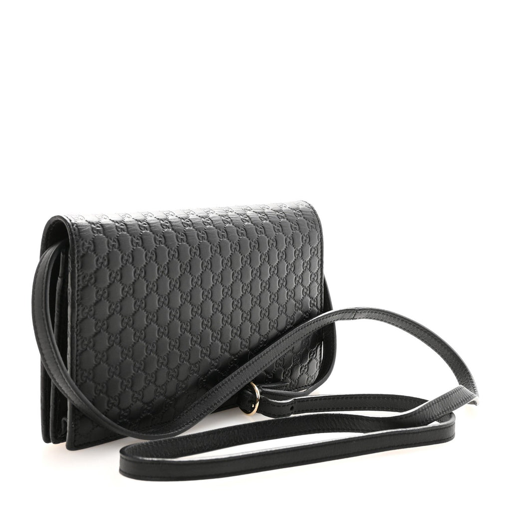 Microguccissima Crossbody Wallet Black