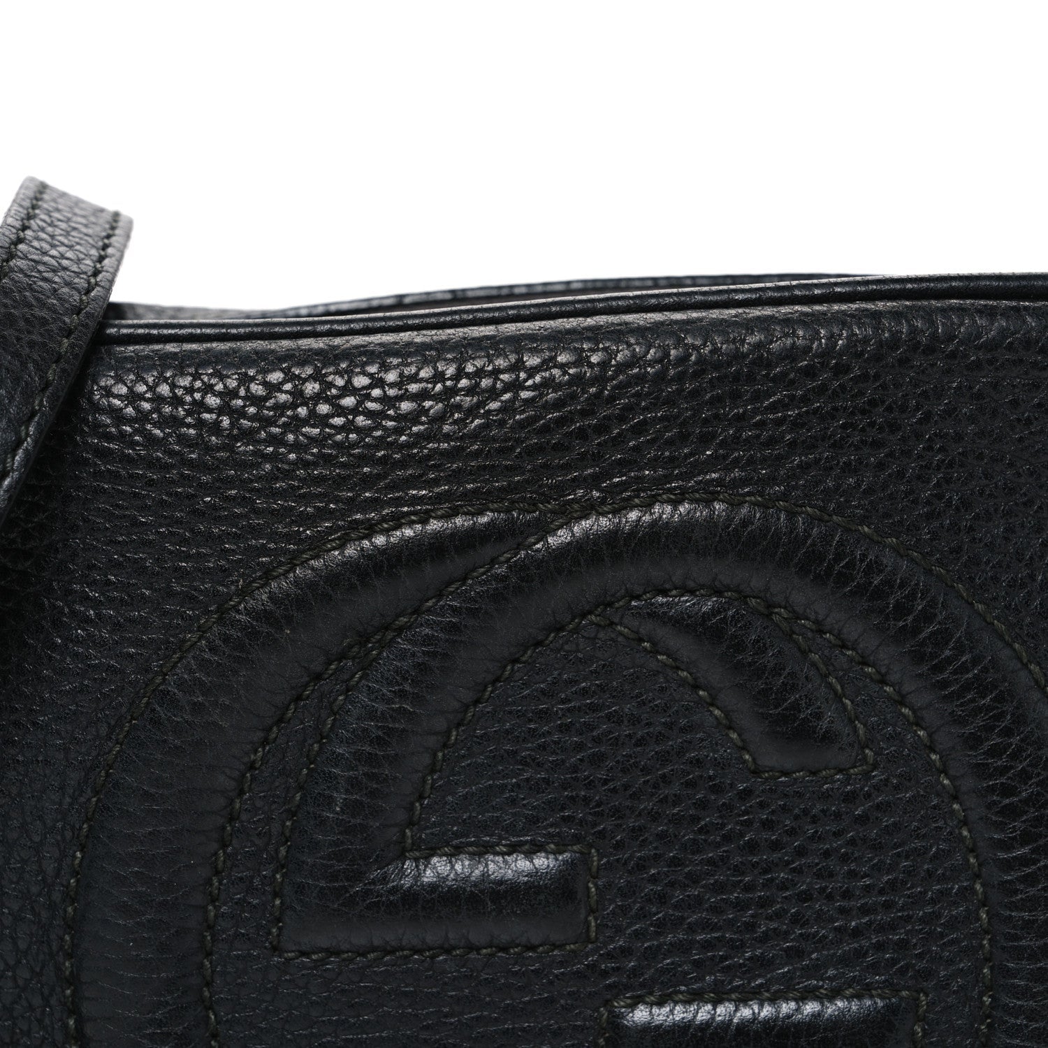 Pebbled Calfskin Small Soho Disco Bag Black