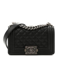Caviar Quilted Small Boy Flap Black