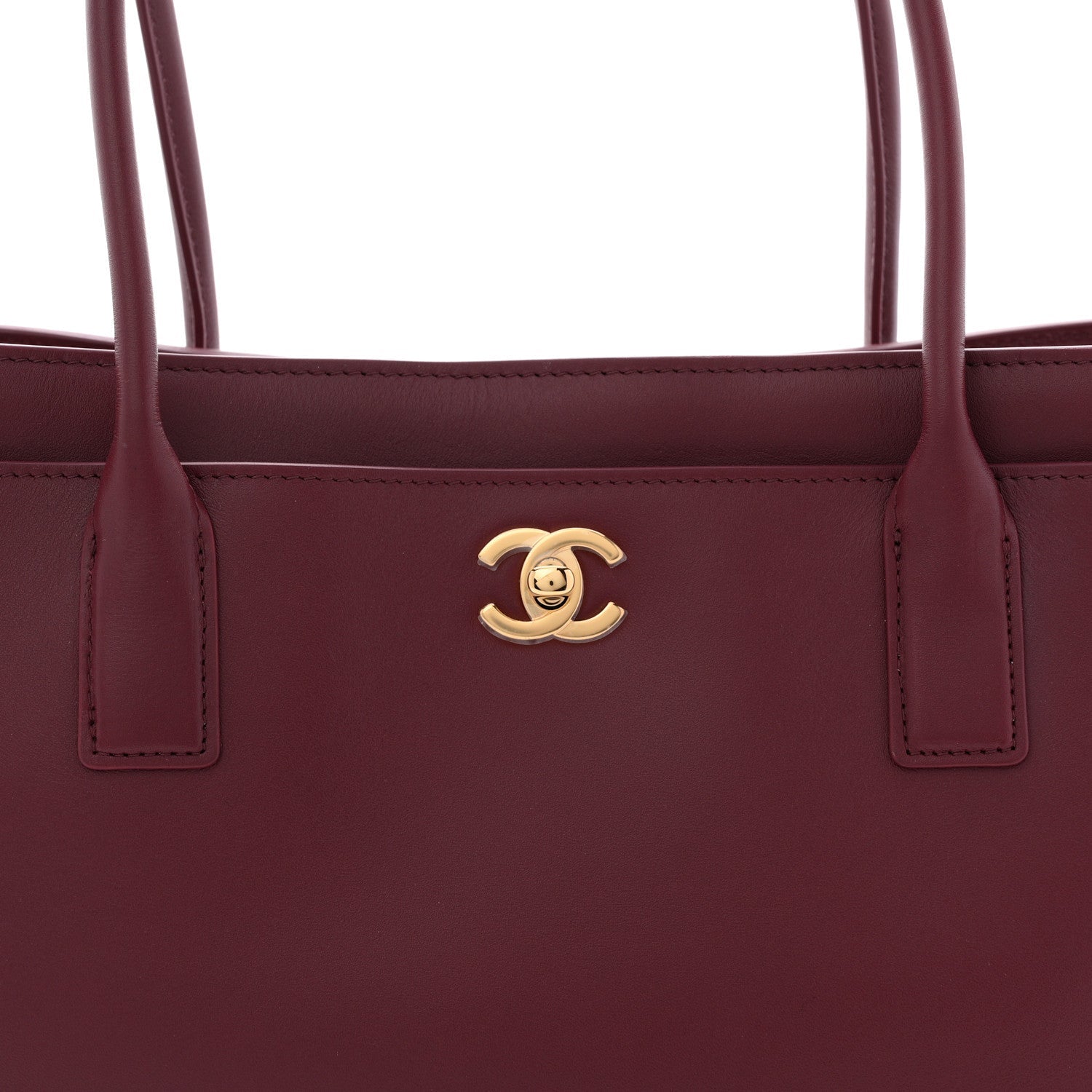 Calfskin Archetype Small Shopping Tote Dark Burgundy