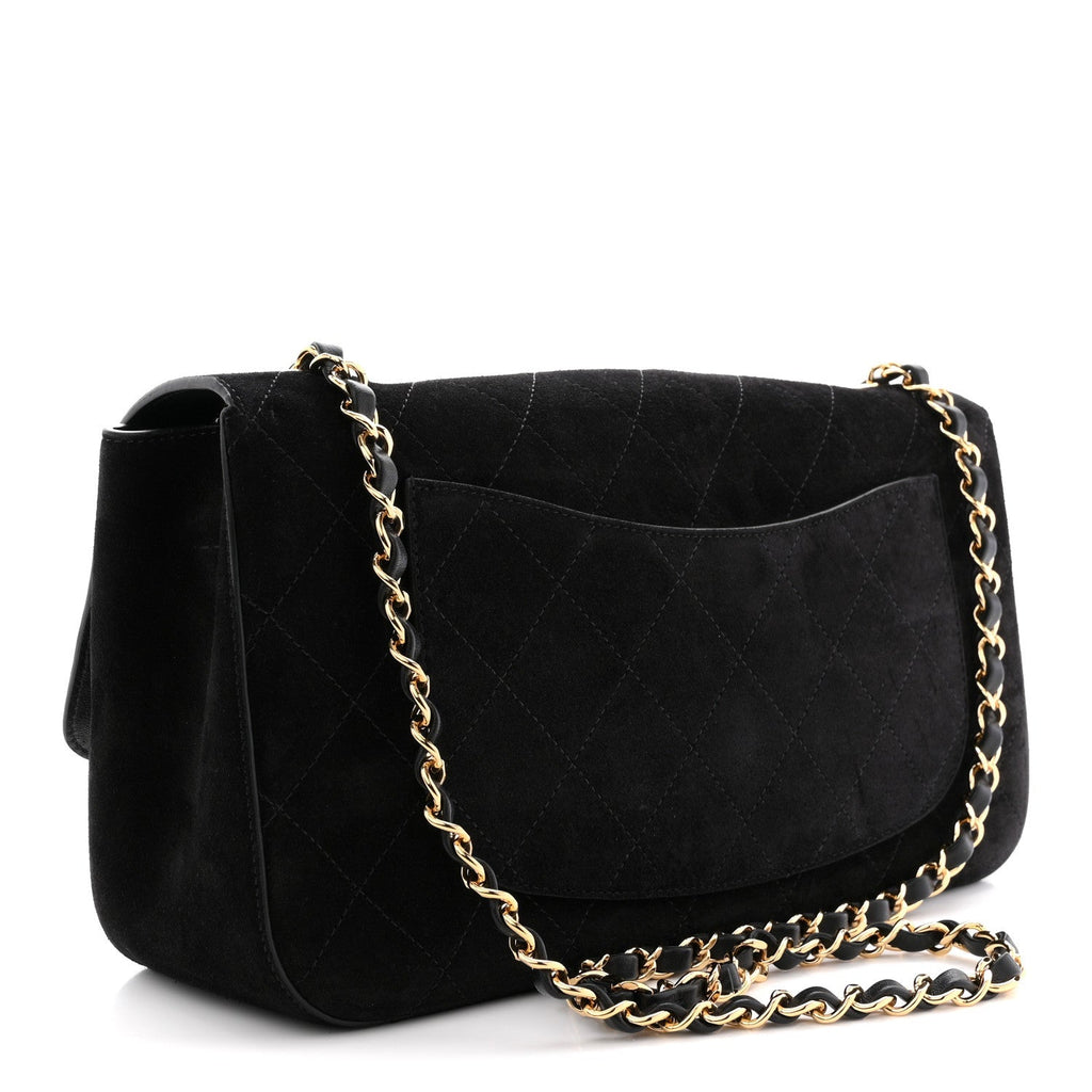 Suede Calfskin Small Souplissimo Maxi Flap Black