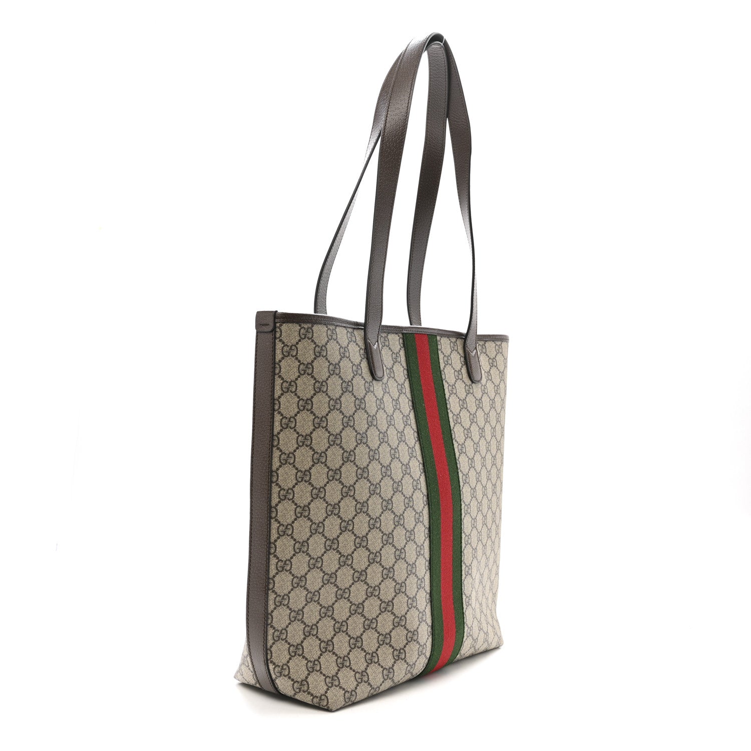 GG Supreme Monogram Medium Ophidia Tote Bag Brown