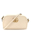Calfskin Matelasse Small GG Marmont Chain Shoulder Bag White