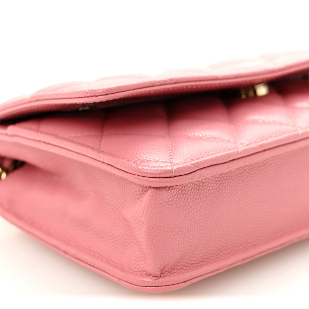 Caviar Quilted Wallet on Chain WOC Pink