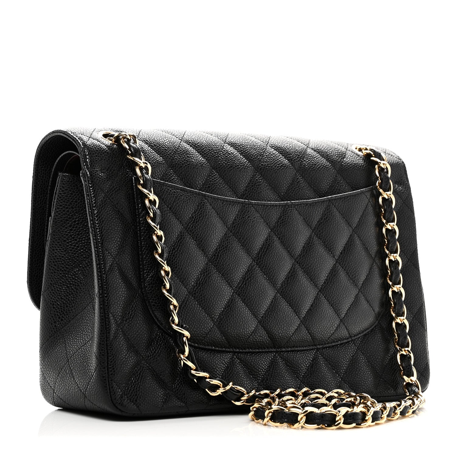 Caviar Quilted Jumbo Double Flap Black