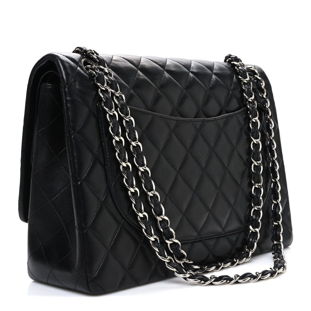 Lambskin Quilted Maxi Double Flap Black